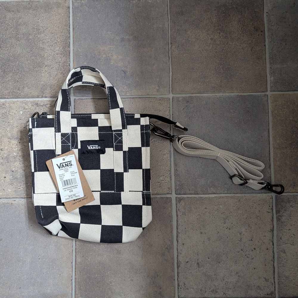Vans Checkered Mini Bag in Black and Cream - Picture 2 of 5